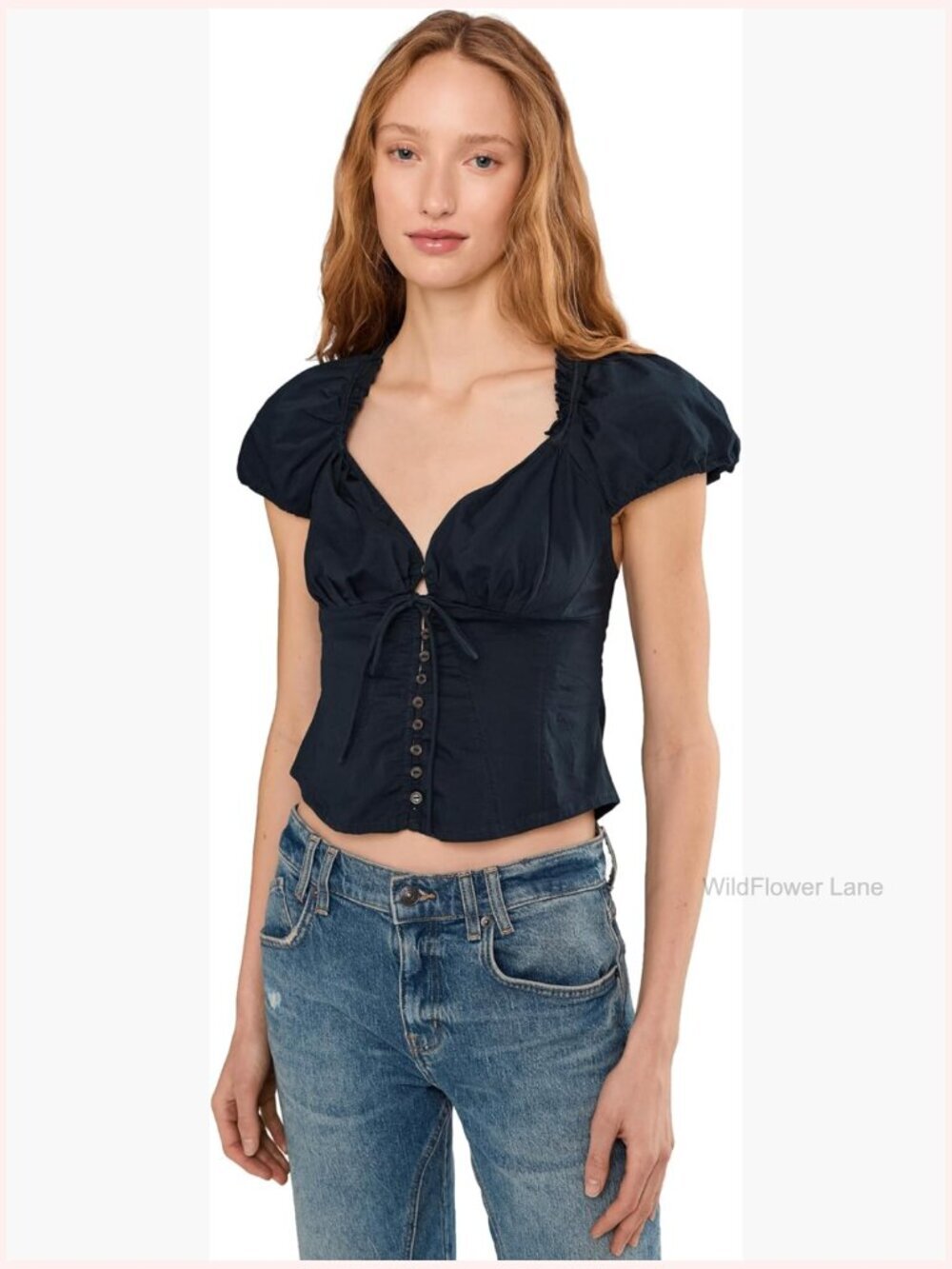 Summer Short Sleeve Blouse - Sweetheart Neckline - Cotton Blend - Fitted &